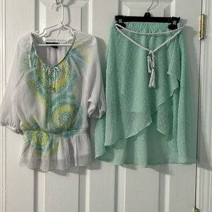 7/8 skirt set my Amy Byer teal colored